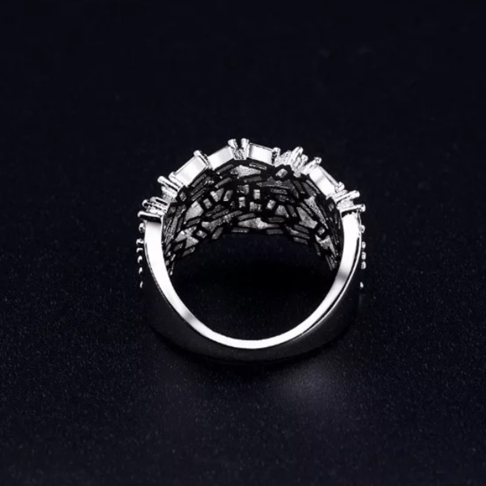 BAGUETTE 925 STERLING SILVER DIAMOND ETERNITY RING - Picture 5 of 5